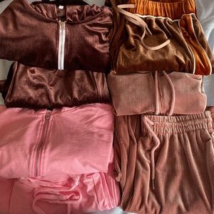 3 SETS! And 1 pants! Pink/purple shein track suits two velour